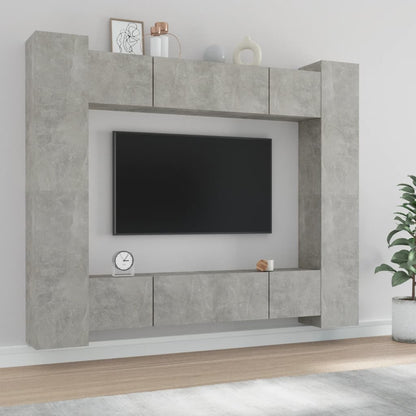 8 Piece TV Cabinet Set Concrete Grey Engineered Wood