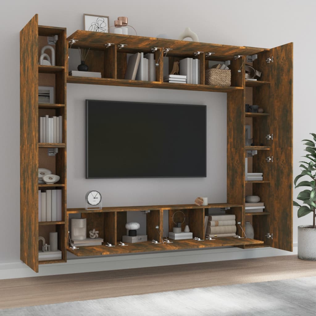 8 Piece TV Cabinet Set Smoked Oak Engineered Wood