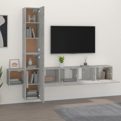 5 Piece TV Cabinet Set Concrete Grey Engineered Wood