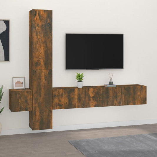 5 Piece TV Cabinet Set Smoked Oak Engineered Wood