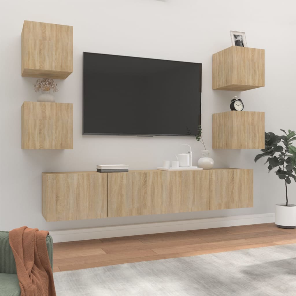 6 Piece TV Cabinet Set Sonoma Oak Engineered Wood