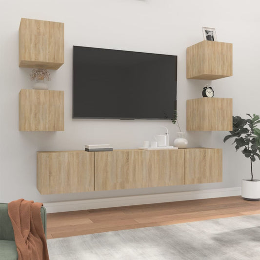 6 Piece TV Cabinet Set Sonoma Oak Engineered Wood