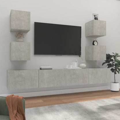 6 Piece TV Cabinet Set Concrete Grey Engineered Wood