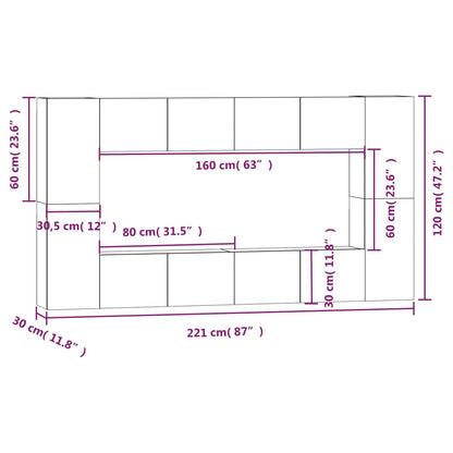 8 Piece TV Cabinet Set Sonoma Oak Engineered Wood