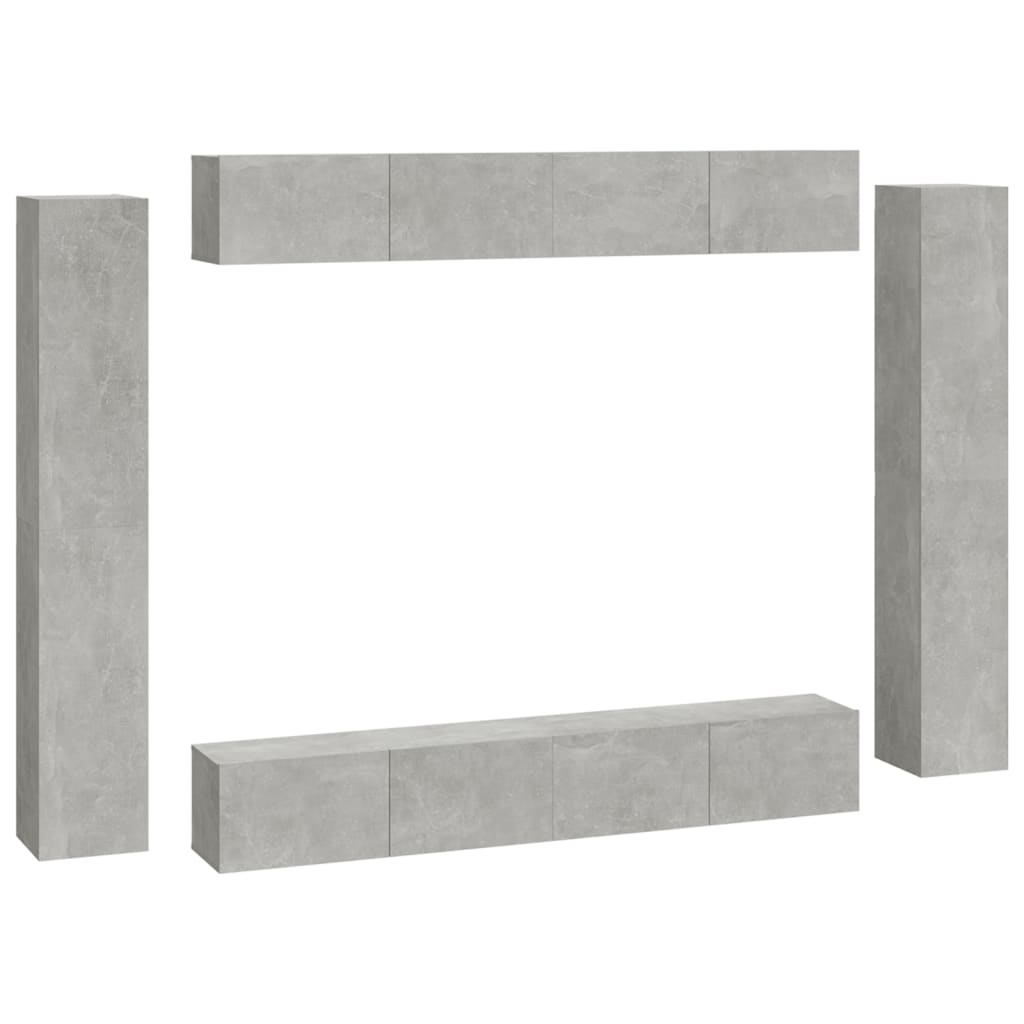 8 Piece TV Cabinet Set Concrete Grey Engineered Wood