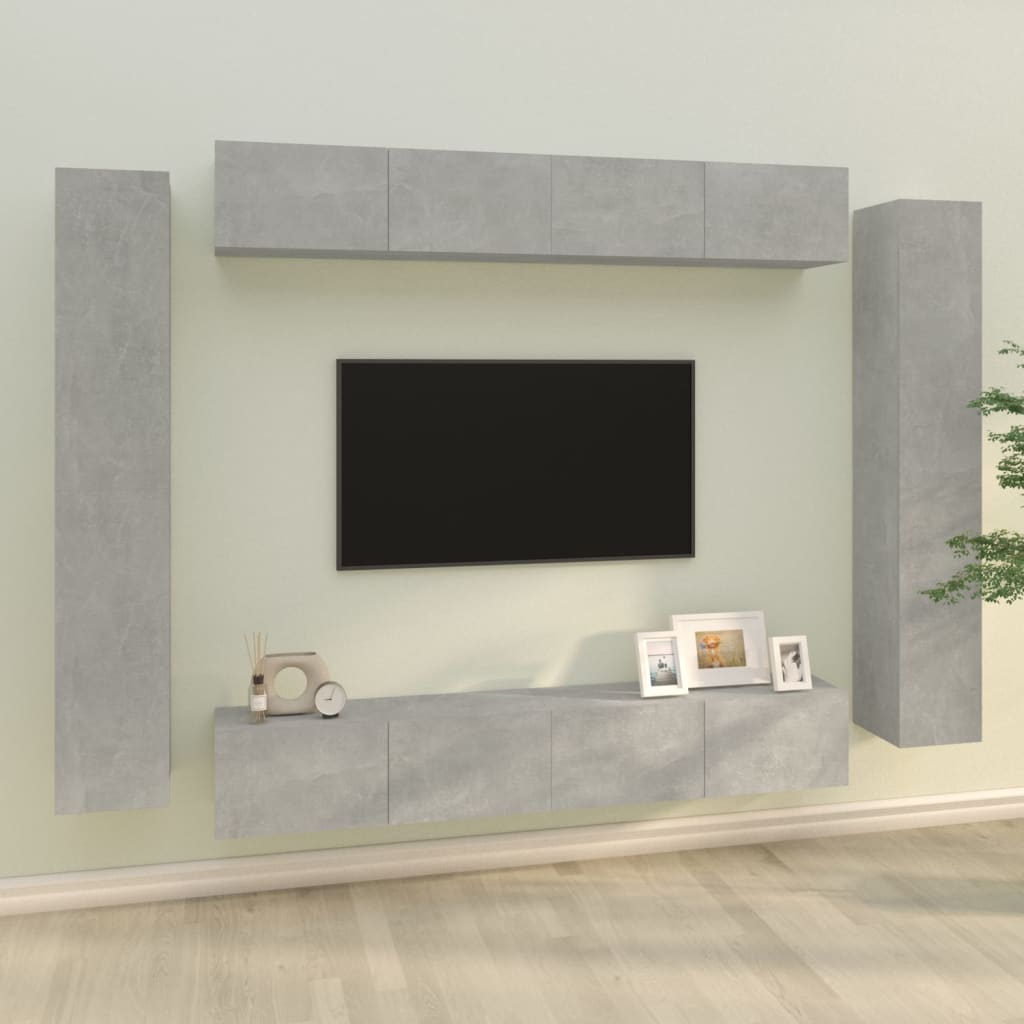 8 Piece TV Cabinet Set Concrete Grey Engineered Wood