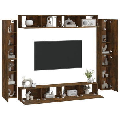 8 Piece TV Cabinet Set Smoked Oak Engineered Wood