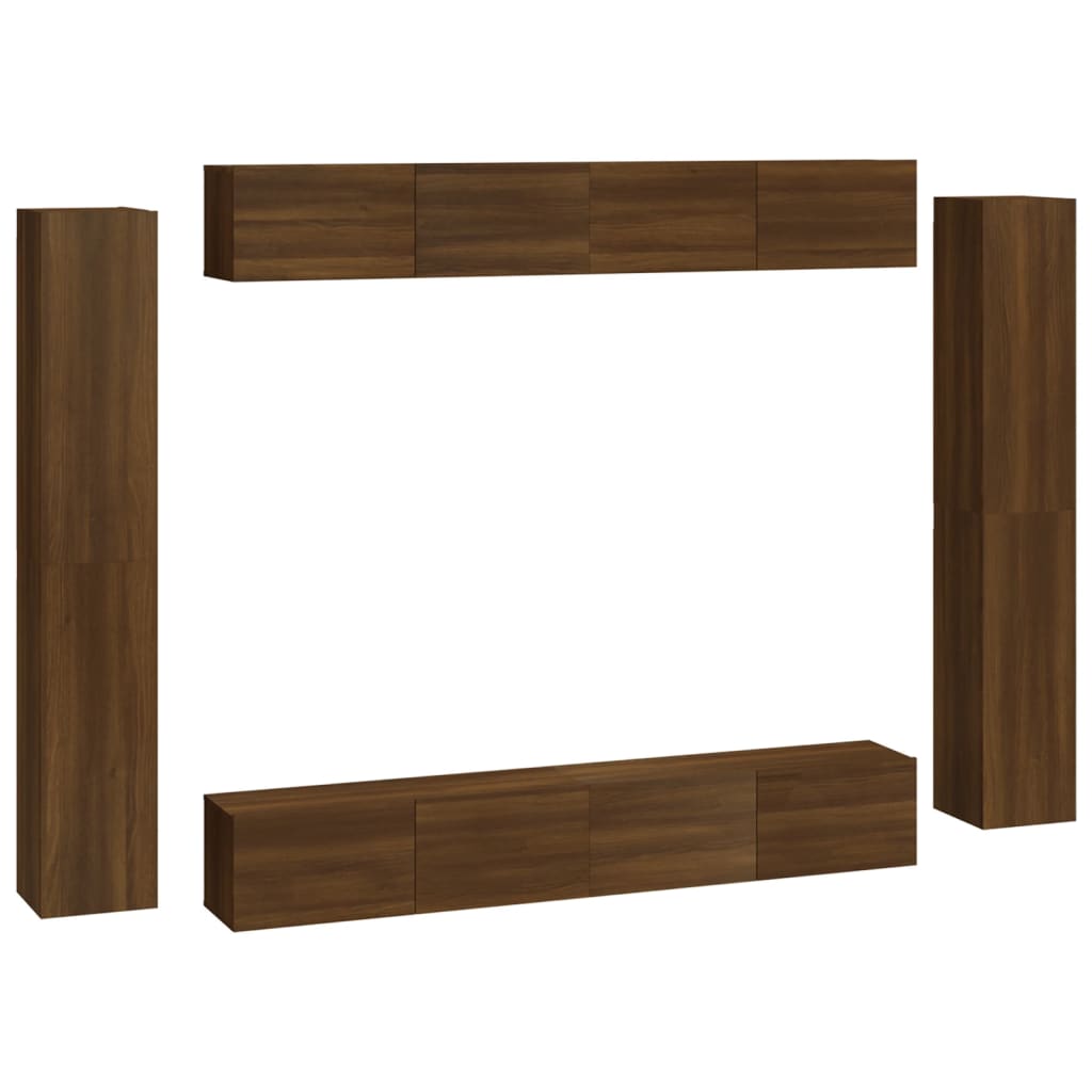 8 Piece TV Cabinet Set Brown Oak Engineered Wood