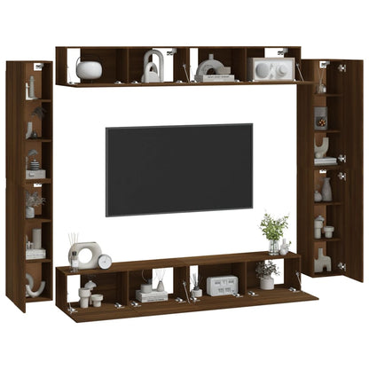 8 Piece TV Cabinet Set Brown Oak Engineered Wood