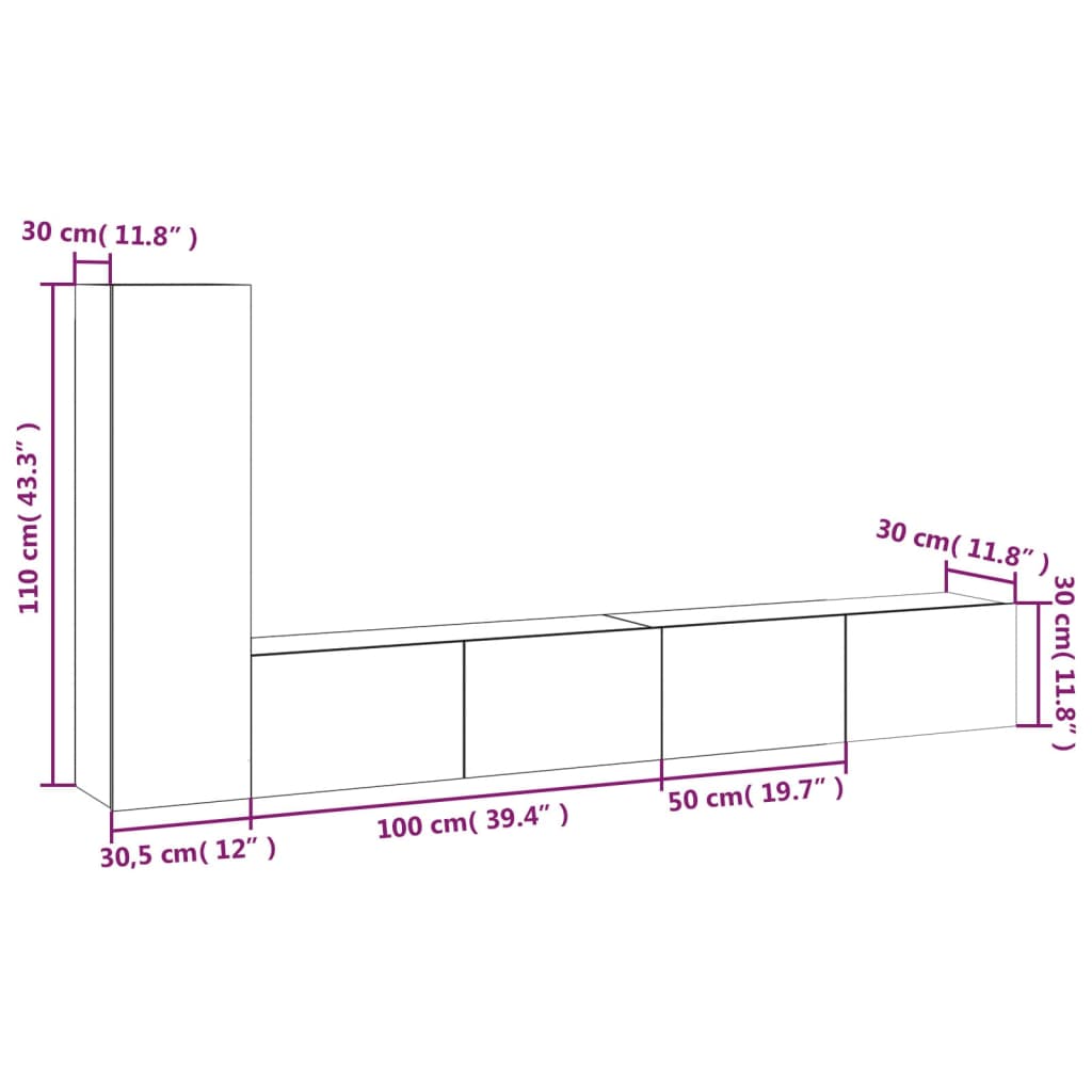 3 Piece TV Cabinet Set White Engineered Wood