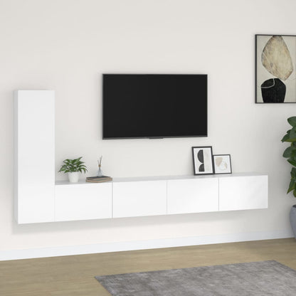 3 Piece TV Cabinet Set White Engineered Wood