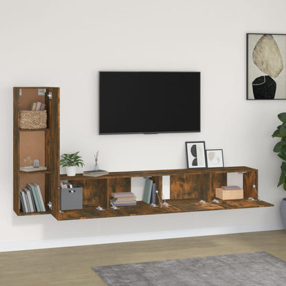 3 Piece TV Cabinet Set Smoked Oak Engineered Wood