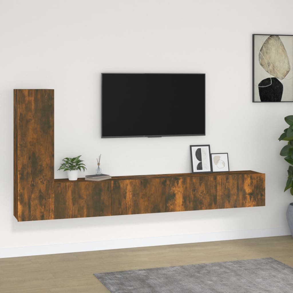 3 Piece TV Cabinet Set Smoked Oak Engineered Wood