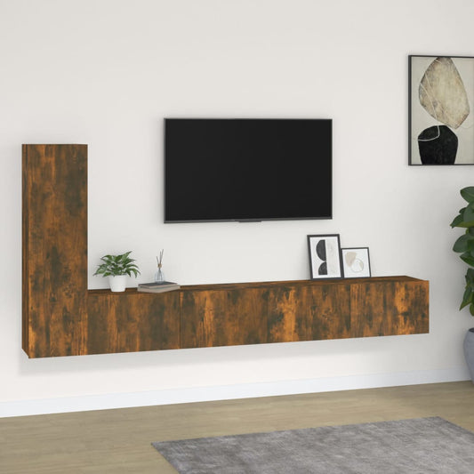 3 Piece TV Cabinet Set Smoked Oak Engineered Wood