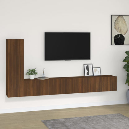 3 Piece TV Cabinet Set Brown Oak Engineered Wood