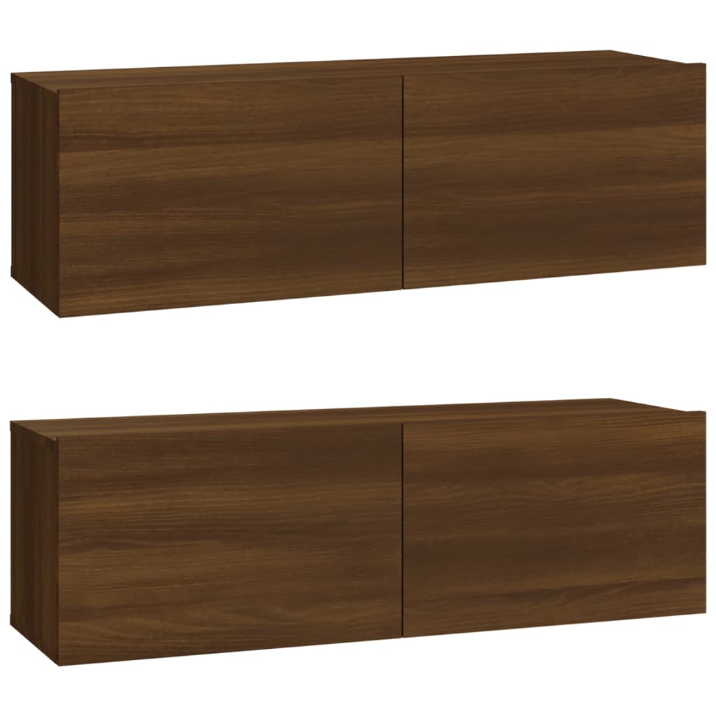 4 Piece TV Cabinet Set Brown Oak Engineered Wood