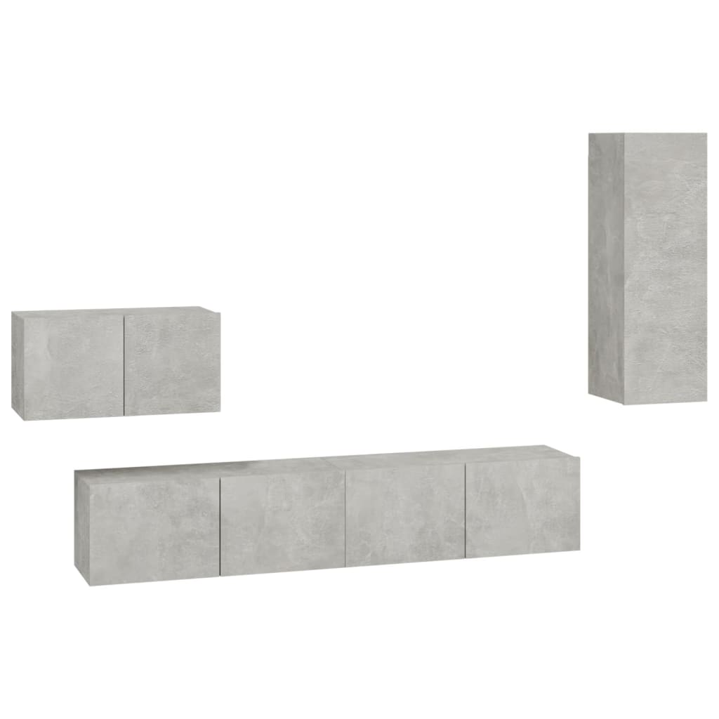 4 Piece TV Cabinet Set Concrete Grey Engineered Wood