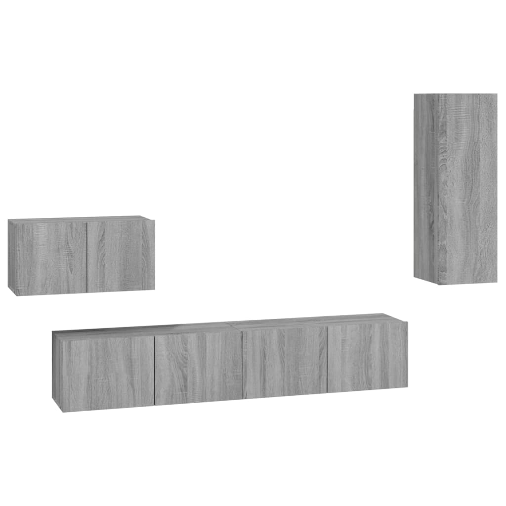 4 Piece TV Cabinet Set Grey Sonoma Engineered Wood