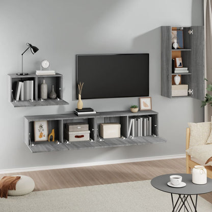 4 Piece TV Cabinet Set Grey Sonoma Engineered Wood