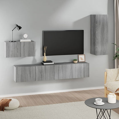 4 Piece TV Cabinet Set Grey Sonoma Engineered Wood