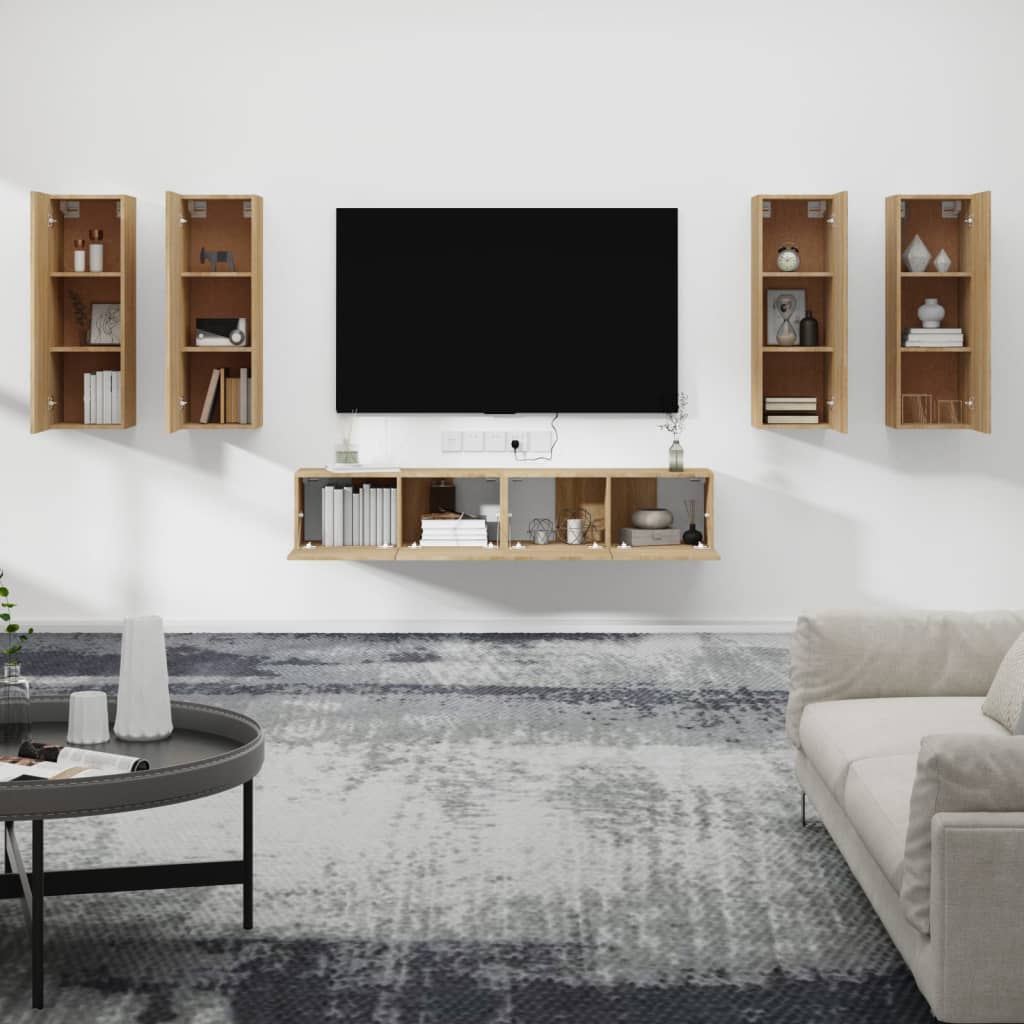 6 Piece TV Cabinet Set Sonoma Oak Engineered Wood