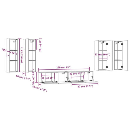 6 Piece TV Cabinet Set Sonoma Oak Engineered Wood