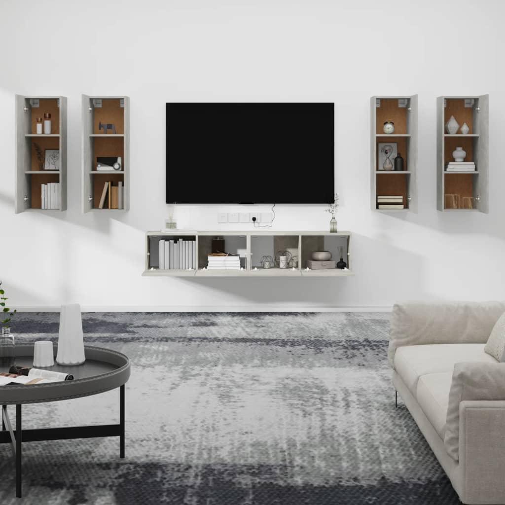 6 Piece TV Cabinet Set Concrete Grey Engineered Wood