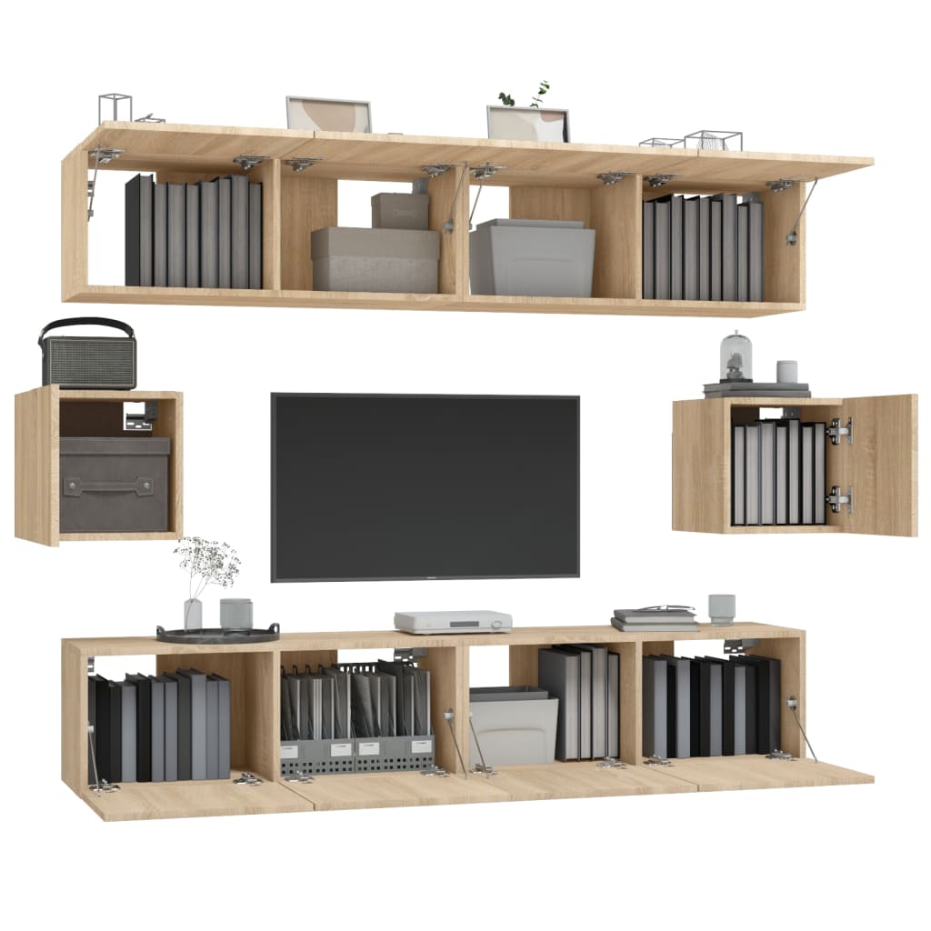 6 Piece TV Cabinet Set Sonoma Oak Engineered Wood