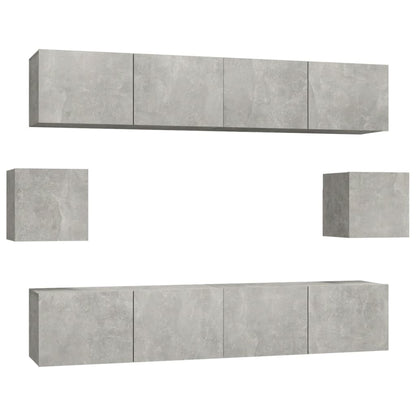 6 Piece TV Cabinet Set Concrete Grey Engineered Wood