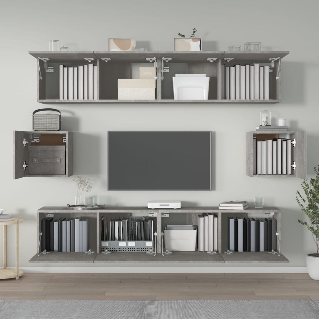 6 Piece TV Cabinet Set Concrete Grey Engineered Wood