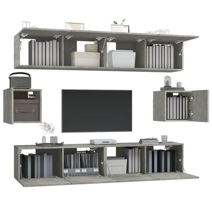 6 Piece TV Cabinet Set Concrete Grey Engineered Wood