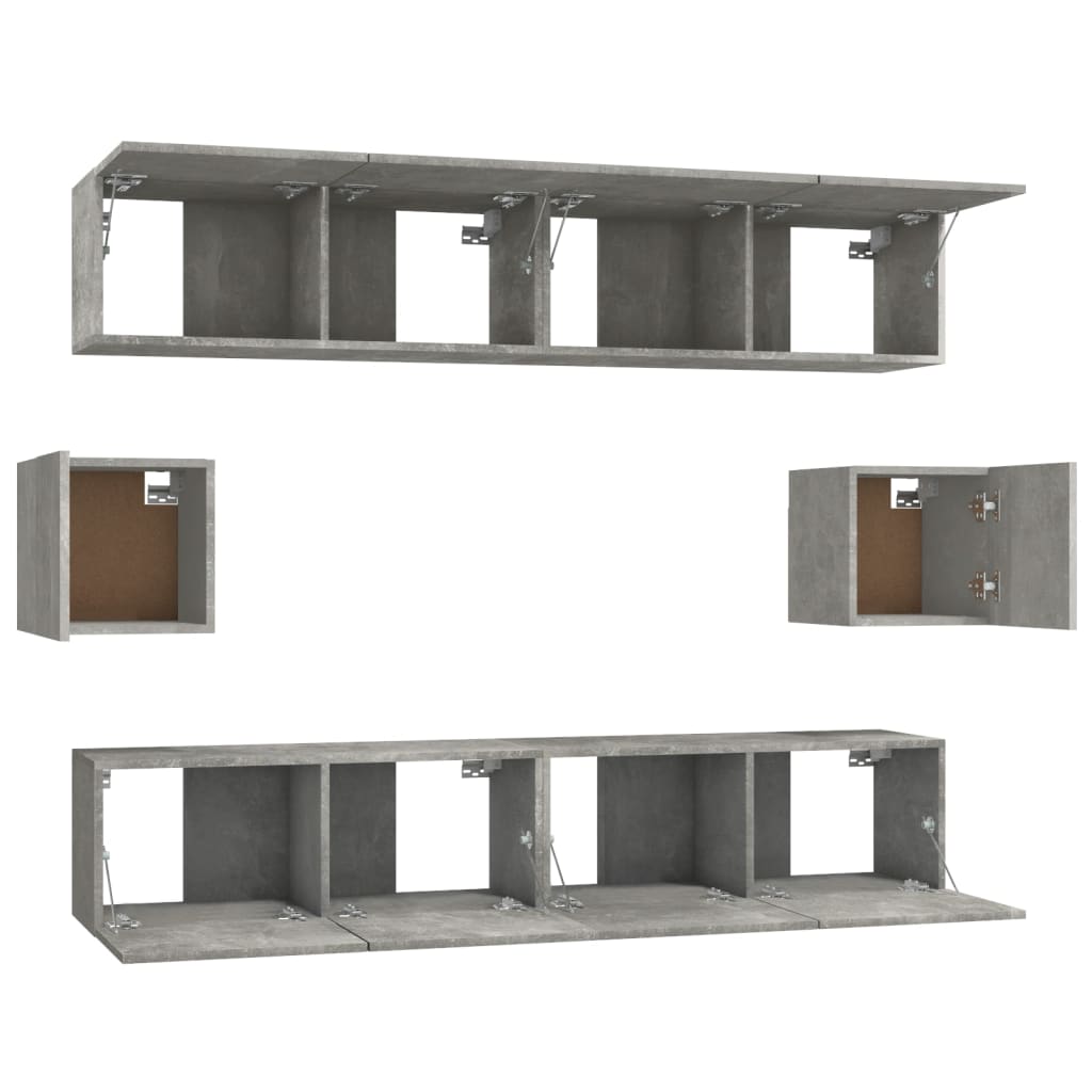 6 Piece TV Cabinet Set Concrete Grey Engineered Wood