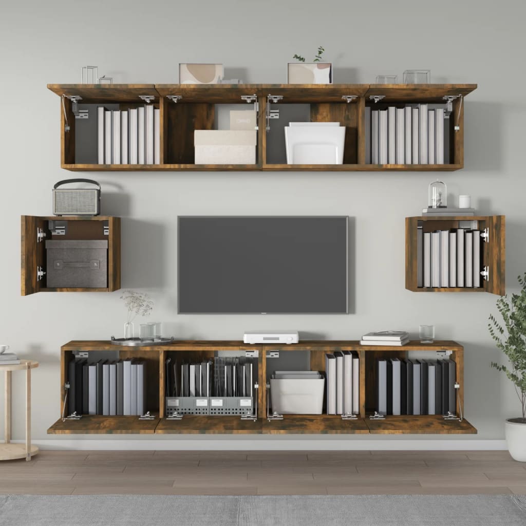 6 Piece TV Cabinet Set Smoked Oak Engineered Wood