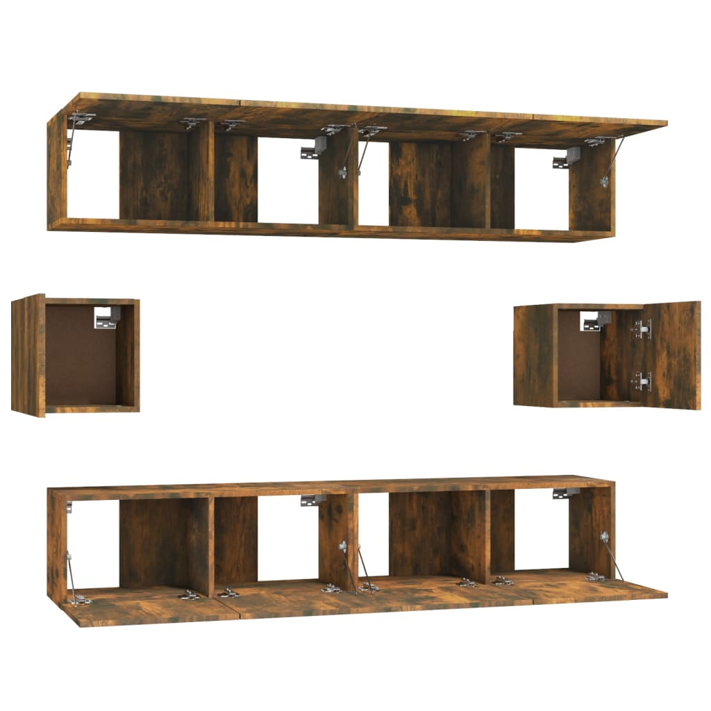 6 Piece TV Cabinet Set Smoked Oak Engineered Wood