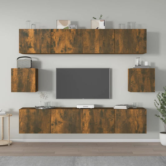 6 Piece TV Cabinet Set Smoked Oak Engineered Wood