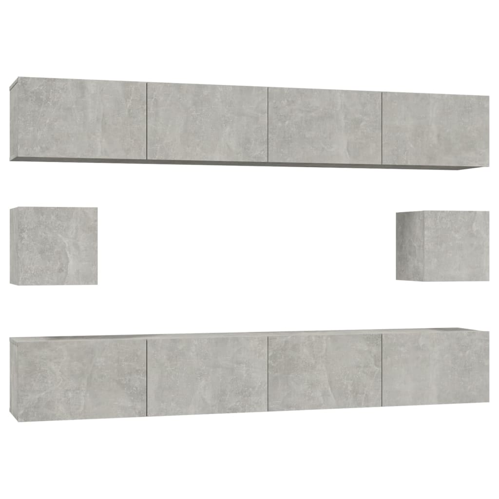 6 Piece TV Cabinet Set Concrete Grey Engineered Wood