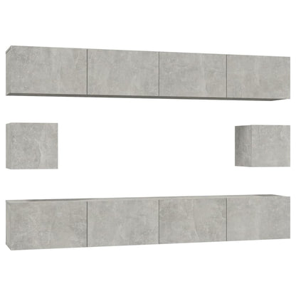 6 Piece TV Cabinet Set Concrete Grey Engineered Wood