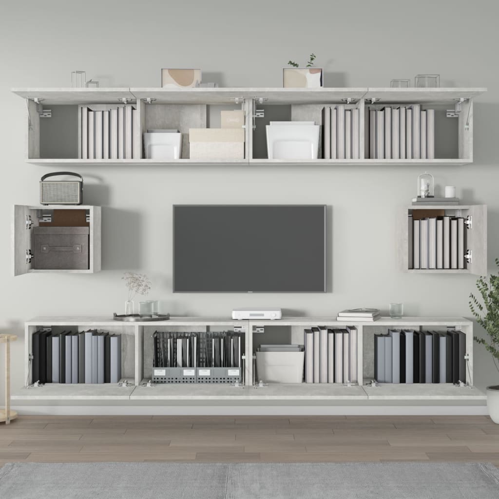 6 Piece TV Cabinet Set Concrete Grey Engineered Wood