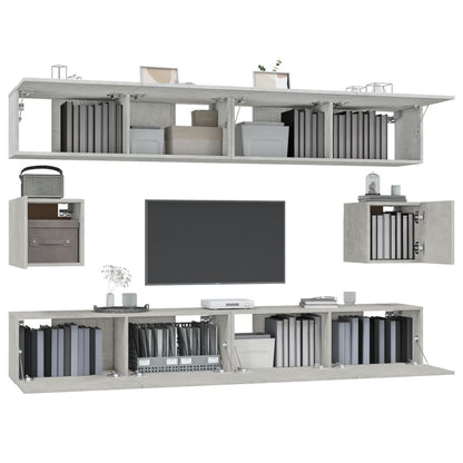 6 Piece TV Cabinet Set Concrete Grey Engineered Wood