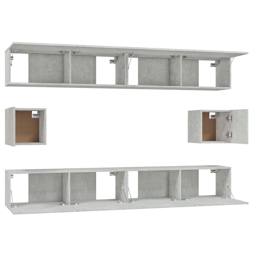 6 Piece TV Cabinet Set Concrete Grey Engineered Wood