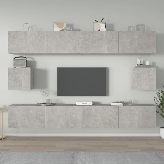 6 Piece TV Cabinet Set Concrete Grey Engineered Wood