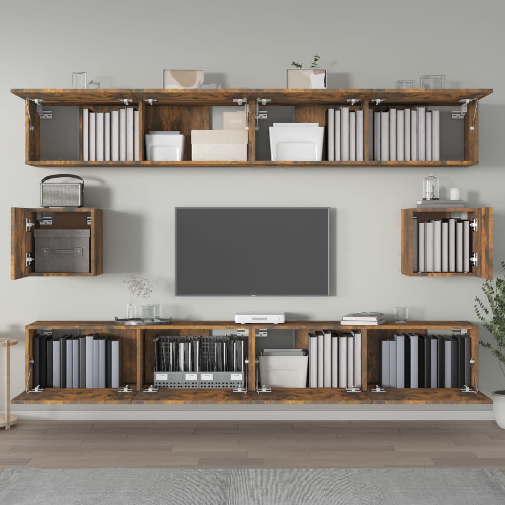 6 Piece TV Cabinet Set Smoked Oak Engineered Wood