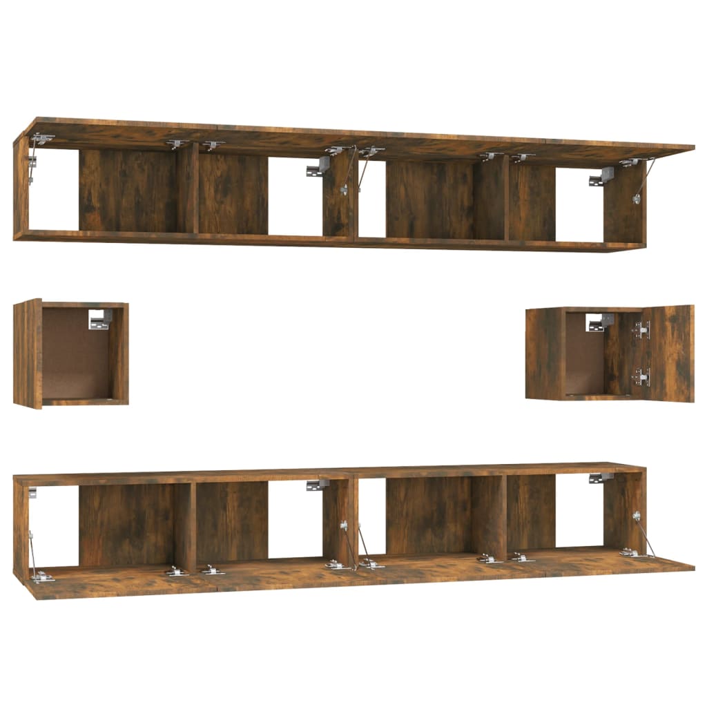 6 Piece TV Cabinet Set Smoked Oak Engineered Wood