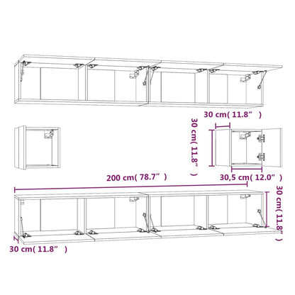 6 Piece TV Cabinet Set Smoked Oak Engineered Wood