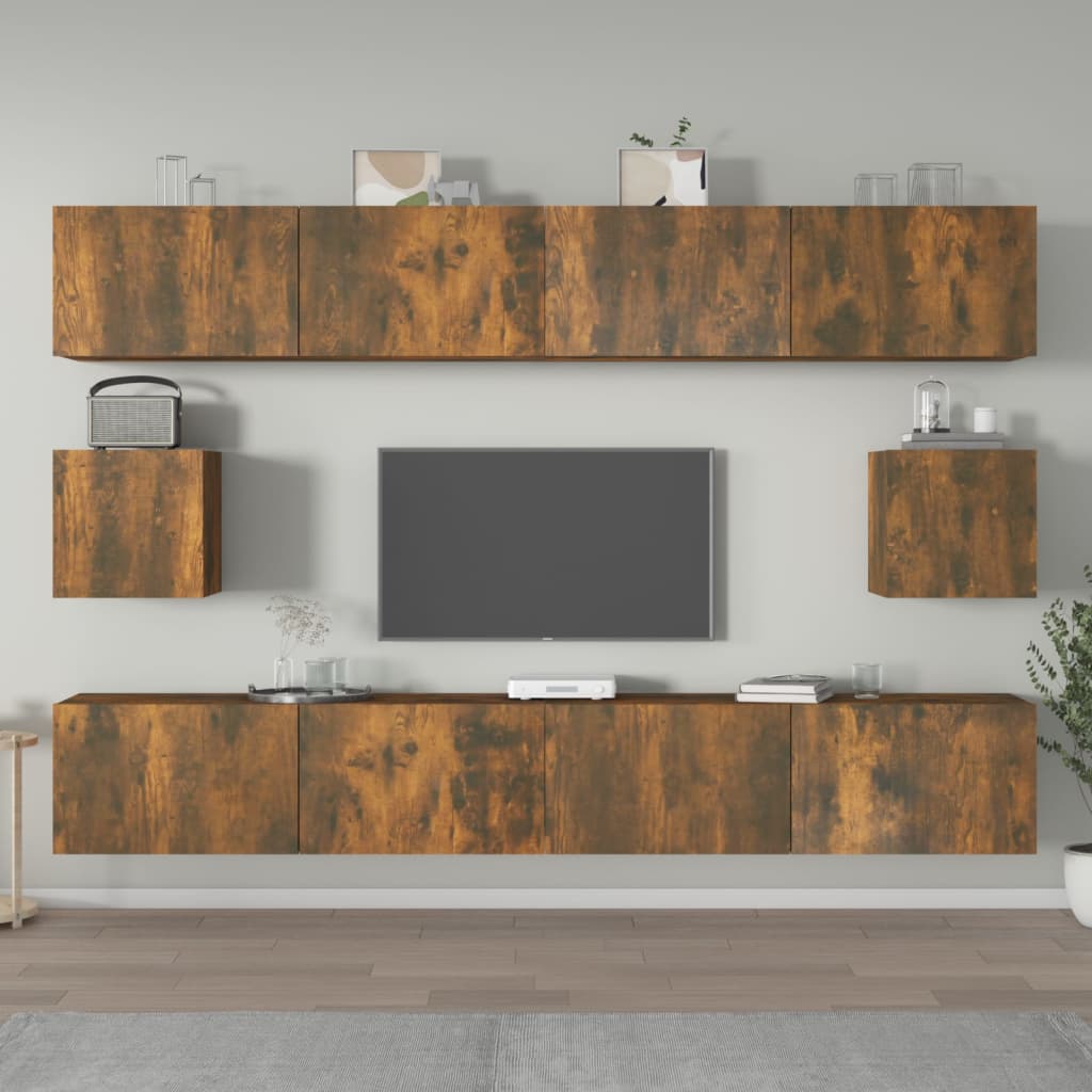 6 Piece TV Cabinet Set Smoked Oak Engineered Wood