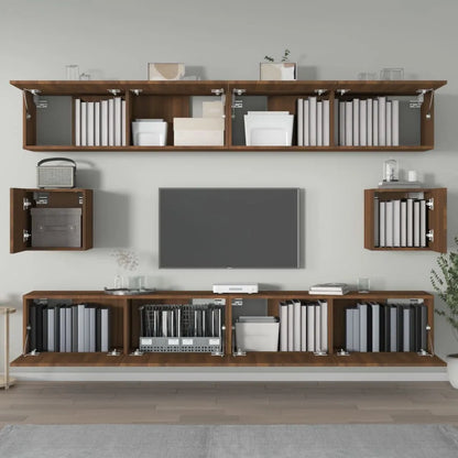 6 Piece TV Cabinet Set Brown Oak Engineered Wood