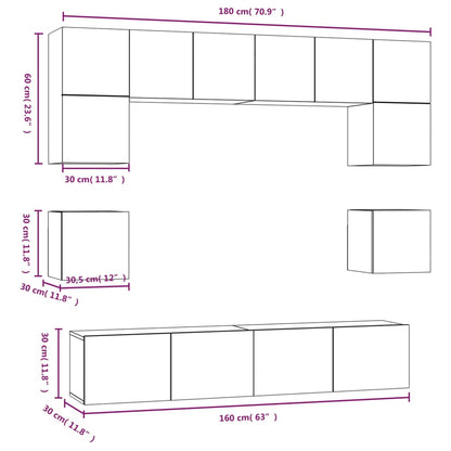 8 Piece TV Cabinet Set Sonoma Oak Engineered Wood