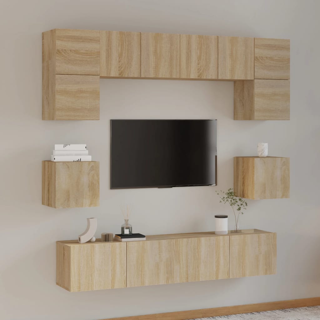 8 Piece TV Cabinet Set Sonoma Oak Engineered Wood