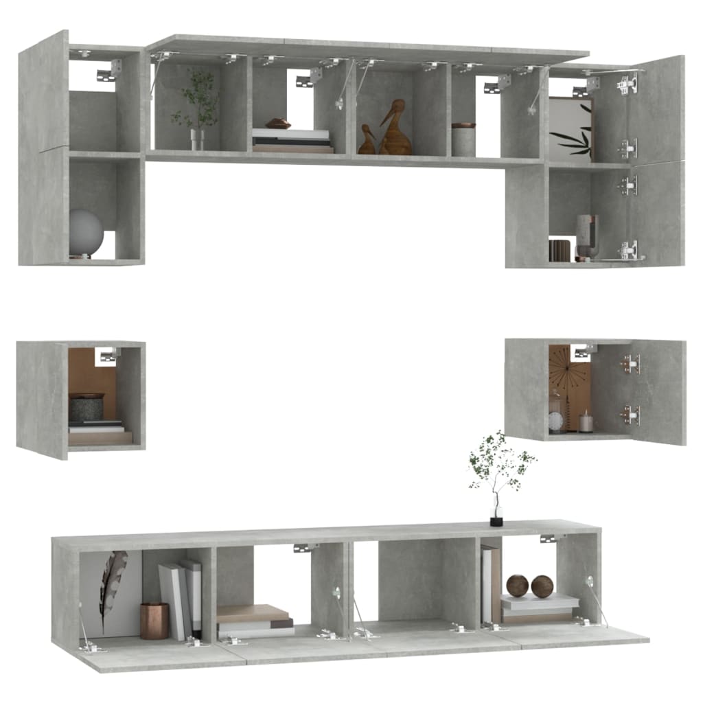 8 Piece TV Cabinet Set Concrete Grey Engineered Wood