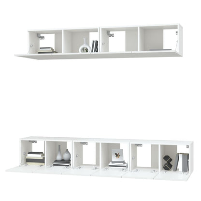 5 Piece TV Cabinet Set White Engineered Wood